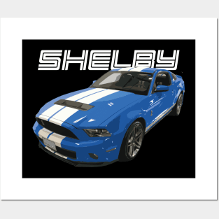 S197 Mustang GT 5.0L V8 Grabber Blue Car GT500 Posters and Art